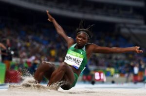 Ese Brume of Nigeria picked the silver medal in the long jump (Photo Credit: Athletic World)