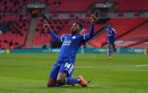  Kelechi Iheanacho celebrates his goal for Leicester City (Photo Credit: LCFC)