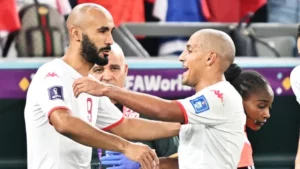 Wahbi Khazri celebrates with teammates after putting France to the sword (Photo Credit: FIFA)